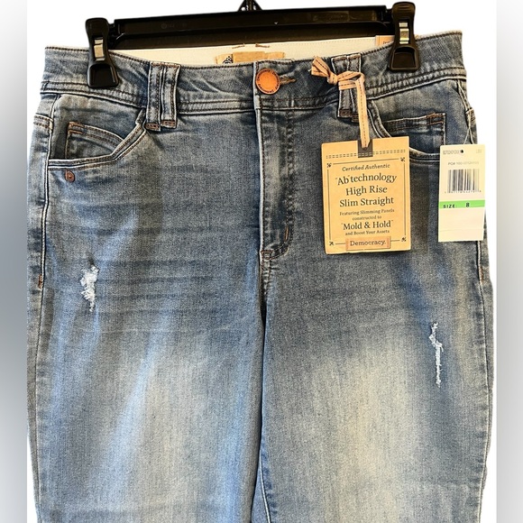 #12 ✔️ Democracy High Rise Slim Straight Embroidered pockets Jeans - Picture 3 of 10